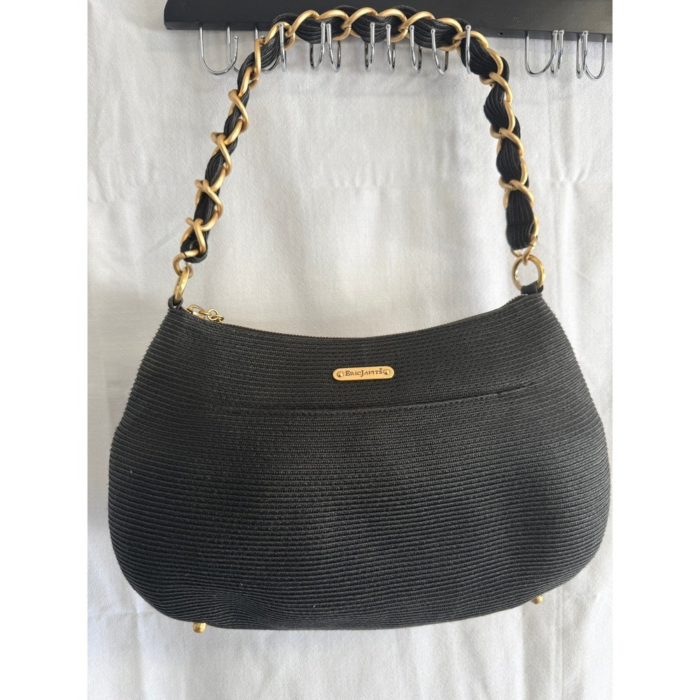 Eric Javits Squishee Shoulder Bag Women Black Like New Gold Chain Strap